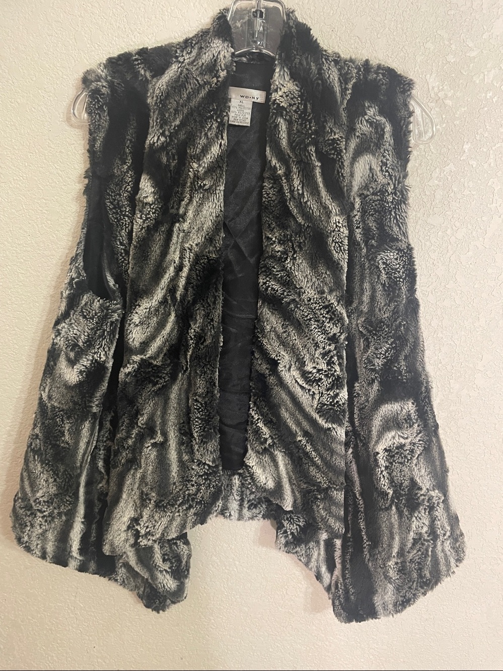 Faux Fur Sleeveless Vest - Black & Gray By WD.NY